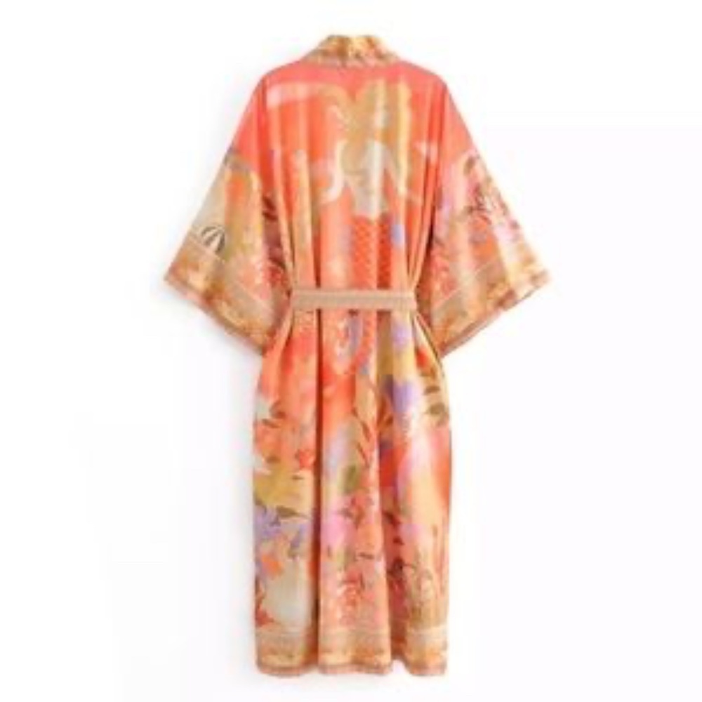 Mermaid Dreams Boho Kimono Duster Robe Coverup Summer Vacation Beach Wrap - Picture 5 of 9
